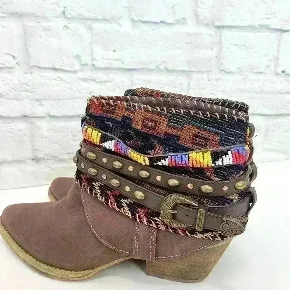 Sbicca Vintage Collection Cleodora Brown Leather Bootie Shoes Sz 8.5 - Picture 16 of 16